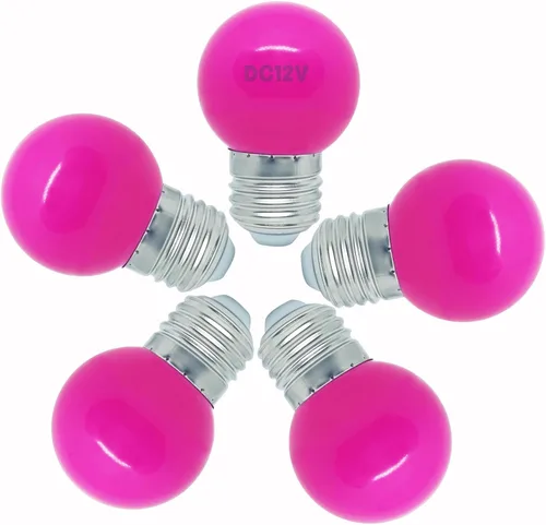 Vista 11 de Bombilla de luz CC de 12 V, bombillas LED de bajo voltaje, verde de 1 W G14 G45 Mini Globe E26, luces nocturnas de colores, equivalente a 10 W