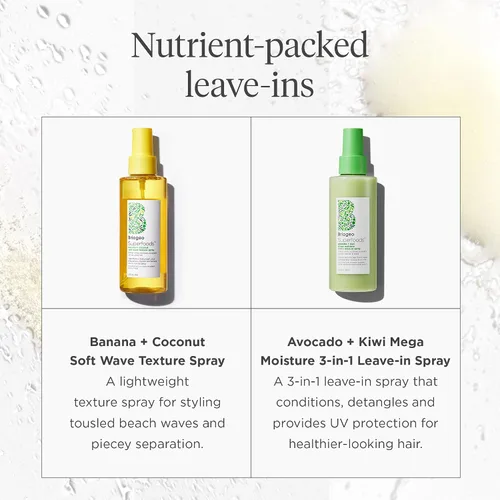 Vista 4 de Briogeo Superfoods Aguacate + Kiwi Mega Moisture - Spray sin enjuague 3 en 1 Desenredante, protector del calor e imprimación hidratante