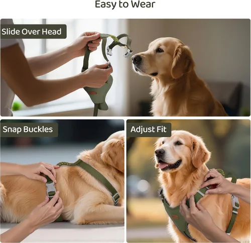 Vista 6 de Xlife Arnés para perros y gatos pequeños, arnés de chaleco ajustable sin tirones con hebilla de seguridad y anillo en D sin asfixia, fácil de poner