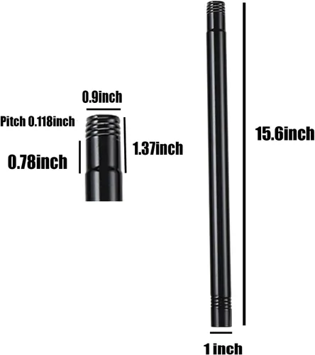 Vista 2 de DIIG Barra de extensión de acero inoxidable de 1 pie para varilla de 1 pulgada de diámetro, adecuada para extensión de asta de bandera de empalme