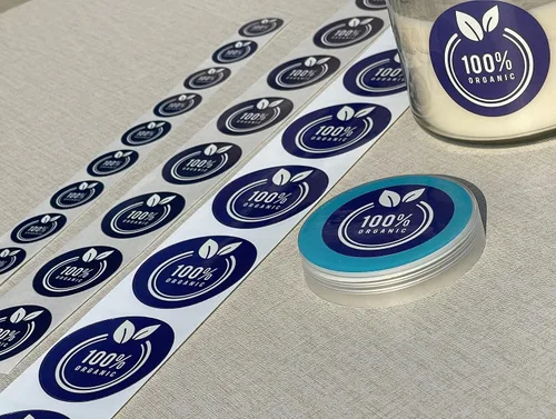 Vista 7 de Rollos de Pegatinas Personalizadas BOPP Brillo Premium, Pegatinas Personalizadas para Logo de Empresa, Más de 50 Etiquetas