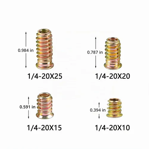 Vista 2 de 160 piezas de 1/4 pulgadas - 20 insertos de rosca para tornillos de metal, surtido de insertos de tuerca hexagonal - conector de fijación de pernos