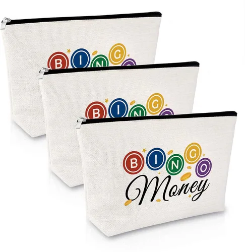Vista 8 de Sfodiary Bolsa de maquillaje cosmético para amantes del bingo - Regalos de casino para mujeres, Bolsa de maquillaje de regalo para amantes del bingo