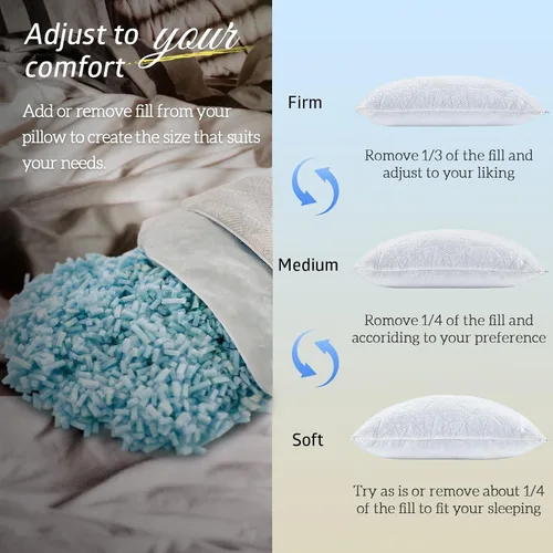 Vista 8 de BETU Almohada Refrescante Tamaño Queen, Almohada Fresca de Espuma Viscoelástica Triturada para Personas que Duermen con Calor, Almohadas de Cama