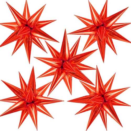 Vista 8 de 60 unidades de globos de estrella negros con explosión de 12 puntas de papel de aluminio con forma de cono mágico grande para decoración de fondo