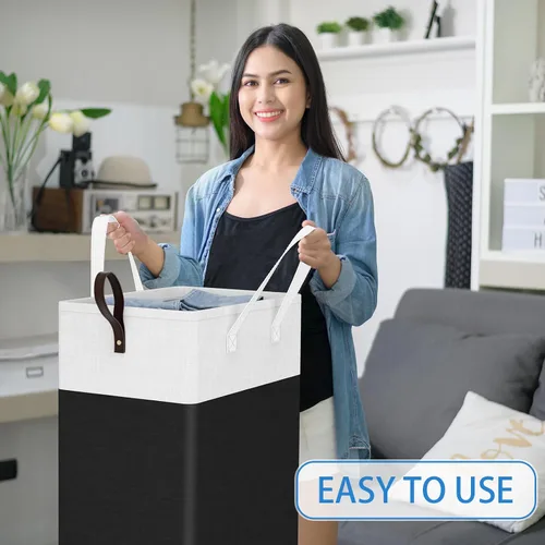 Vista 6 de HomeHacks - Cesta de lavandería rodante de 75L con ruedas, cesta de ropa plegable e impermeable, cesta de ropa móvil, contenedores de almacenamiento
