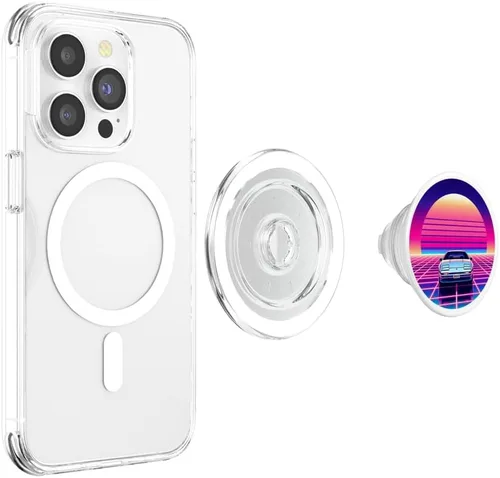 Vista 4 de Vaporwave Aesthetic Retro-Futurism Internet Nostalgia 80s PopSockets MagSafe PopGrip for iPhone