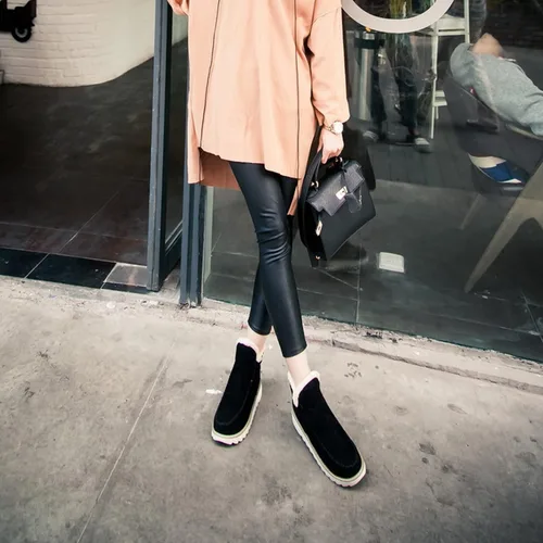 Vista 7 de Zekear - Botas de algodón con plataforma de gamuza para mujer, botas cortas antideslizantes de invierno, para exteriores, para nieve