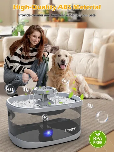 Vista 6 de SIBAYS Fuente de agua para perros grandes, 3 modos de flujo, fuente de agua grande para gatos, dispensador automático de agua para perros con filtro