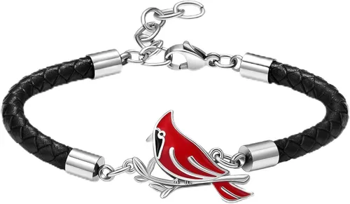 Vista 9 de constantlife Collar de urna cardenal para cenizas, de acero inoxidable, colgante de pájaro rojo y azul, recuerdo de cremación, joyería conmemorativa