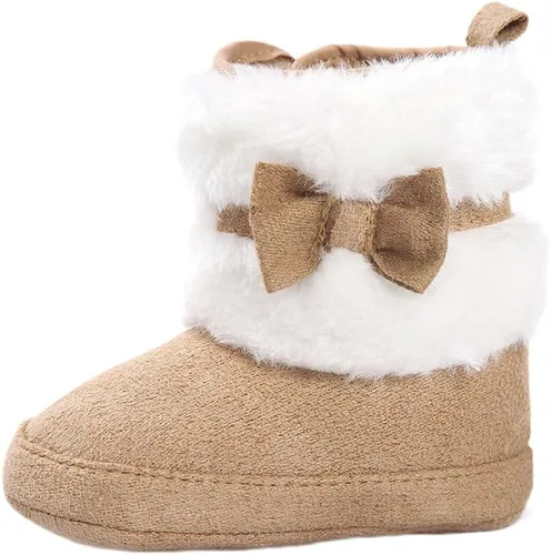 Vista 6 de ESTAMICO Botas de invierno de peluche con lazo para bebés niñas Rojo