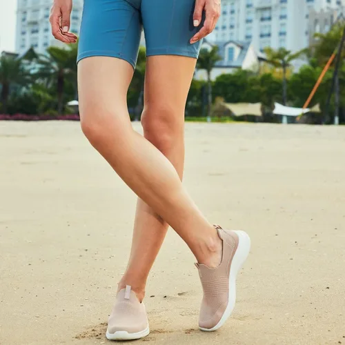 Vista 3 de TIOSEBON Tenis para caminar para mujer, tenis de punto sin cordones, cómodos tenis de malla