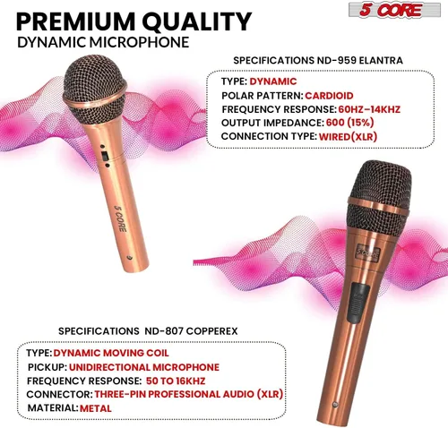 Vista 2 de 5 CORE Par de micrófonos dinámicos cardioides XLR unidireccionales con cable con filtro pop integrado con alta ganancia de frecuencia amplia