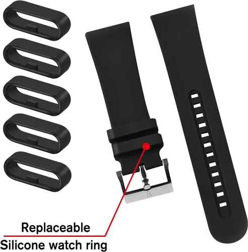 Vista 5 de Bucle para correa de reloj, anillos de silicona para reloj, 10 trabillas negras de repuesto para correa de reloj, piezas de anillos de sujeción