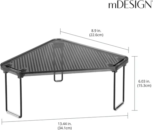 Vista 3 de mDesign Estante apilable de esquina de plástico/acero, estante organizador de almacenamiento para baño, tocador, encimera, fregadero, gabinete