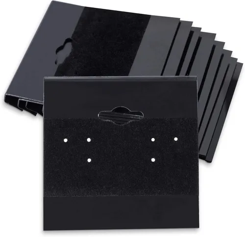 Vista 3 de Super Z Outlet Tarjetas de plástico de terciopelo negro para aretes, accesorios de joyería, 2 x 2 pulgadas (100 unidades)