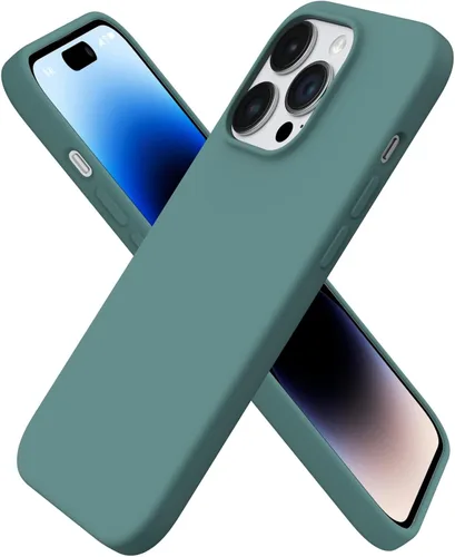 Vista 20 de ORNARTO - Funda para iPhone 14 Pro de 6.1 pulgadas, silicona líquida delgada, azul bebé 3-Layer Full Covered Soft Gel Rubber, Non-Slip Grip