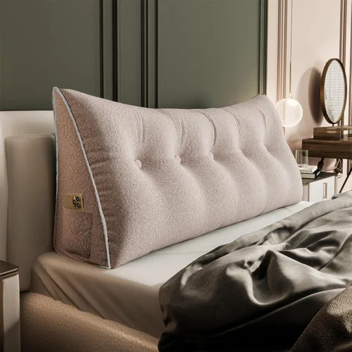Vista 56 de Almohada de cuña doble gruesa de 8 libras para cabecero de dormitorio universitario, almohada de cuña de terciopelo con respaldo triangular