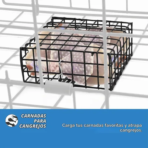 Vista 5 de Crab Bait Cages for Trap Pot, Vinyl-Coated Wire Box Negro