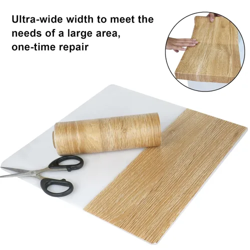 Vista 3 de BOMEI PACK Cinta de reparación de grano de madera de roble café, 1 rollo de 33 pies, parche de reparación autoadhesivo para muebles, pisos