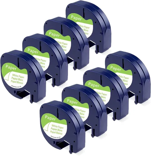 Vista 9 de 5-PK Black Label Tape Replace for Dymo Letratag Refills White on Black 12mm