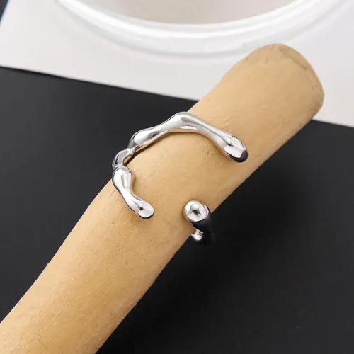 Vista 255 de Anillo de plata de ley 925, minimalista, ajustable, hecho a mano, para mujeres y niñas