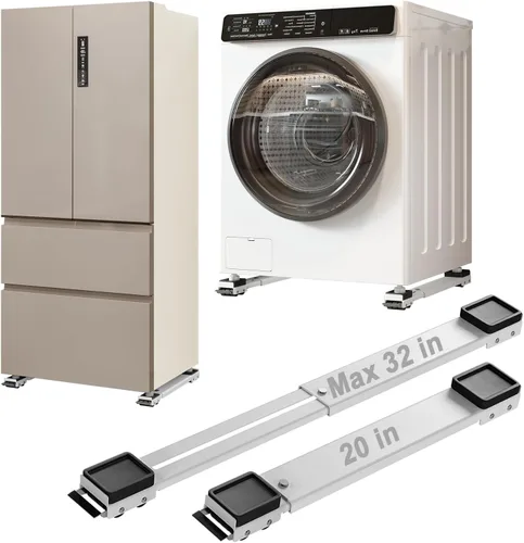 Vista 8 de Rodillos de electrodomésticos resistentes, máximo 32 pulgadas, rodillos extensibles de segunda generación, base de lavadora móvil para mover Negro