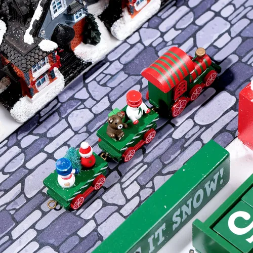 Vista 4 de Marspark Accesorios de pueblo navideño de 5 x 50 pulgadas, tapete de calle en miniatura de Navidad, decoración de calle y nieve para paisaje pequeño