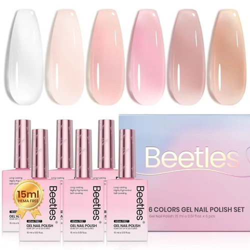 Vista 20 de Beetles - Kit de 23 esmaltes de uñas de gel con luz UV, kit de esmalte de gel de 12 colores 1-Elegancia acogedora