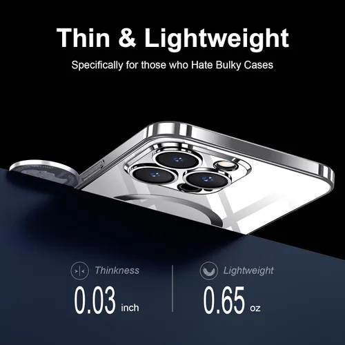 Vista 2 de Funda magnética delgada diseñada para iPhone 15 Pro Max [compatible con MagSafe], funda rígida de acabado fino [no se amarilla] funda de ajuste