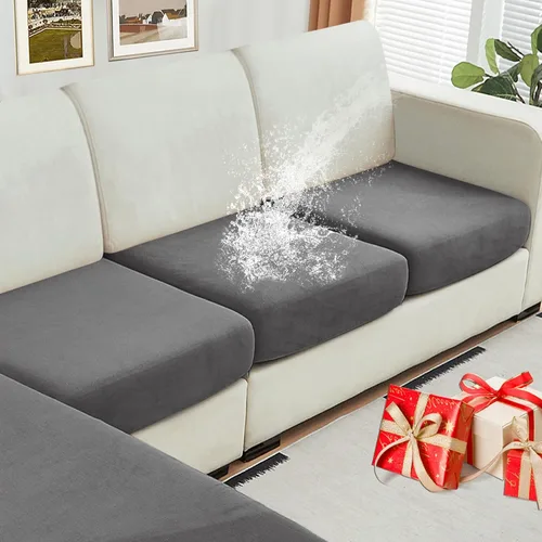 Vista 25 de NAISI Fundas de cojín impermeables de tela de terciopelo grueso lavable, 1 pieza, fundas individuales para sofá modular con parte inferior elástica