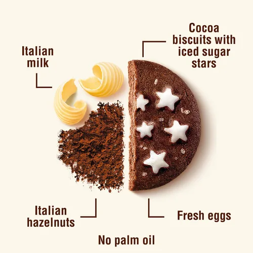 Vista 4 de Mulino Bianco Pan di Stelle 12.35oz (350g) - Auténticas galletas italianas de cacao con chocolate y estrellas de azúcar - Perfecto compañero