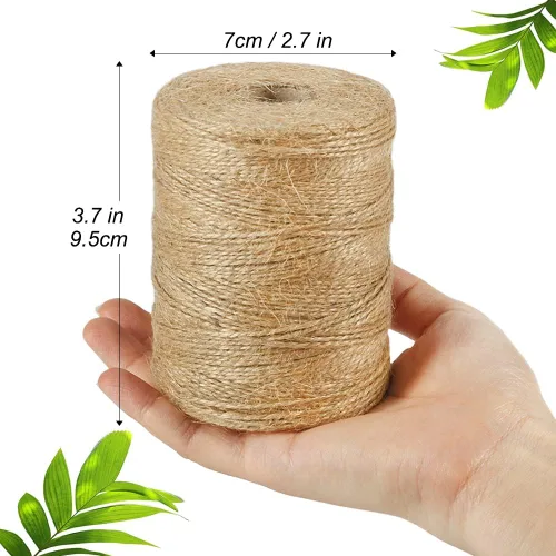 Vista 5 de Tenn Well Cordel de yute natural, 984 pies, 2 capas, 0.039 pulgadas, cuerda fina de color marrón para manualidades, ganchillo, envoltura de regalos
