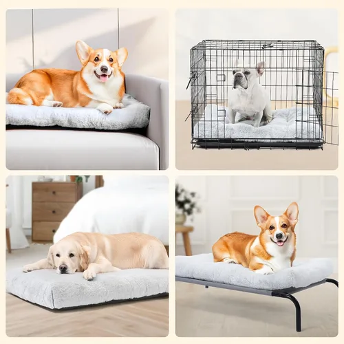 Vista 2 de Amazon Basics Cama grande para perro para jaula, colchón grande lavable para perro para perrera, antideslizante, 42x28x4 pulgadas