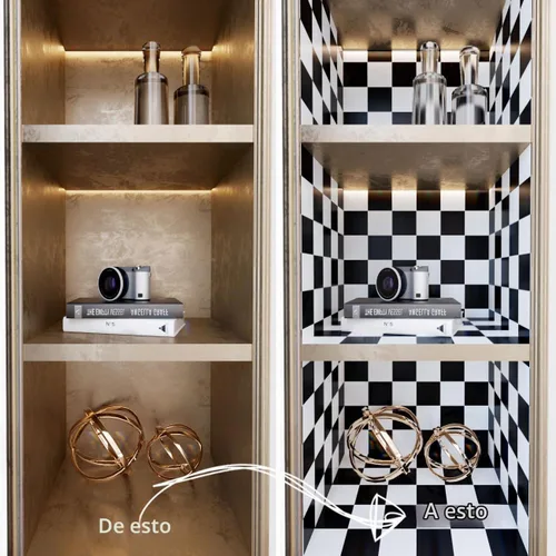 Vista 6 de Decotalk Papel Tapiz a Cuadros Despegar y Pegar para Salpicadero de Cocina Papel de Pared Blanco y Negro Decoración de Tablero de Ajedrez