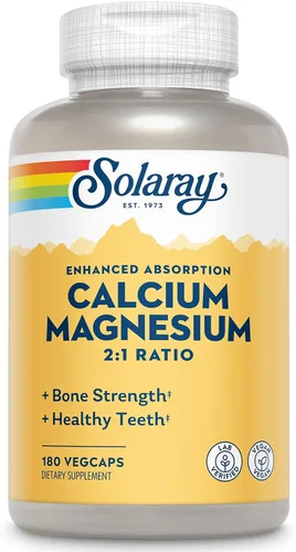 Vista 7 de SOLARAY Suplemento de calcio y magnesio, suplementos de magnesio y calcio para mujeres y hombres, relación 2:1, salud y fuerza ósea, vegano, alta