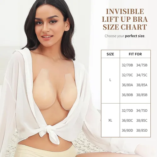 Vista 2 de Adhesive Bra Backless Bra Reusable Sticky Push Up Bra Invisible Bra Silicone Adhesive Lift Bra for Women Stick on Bra