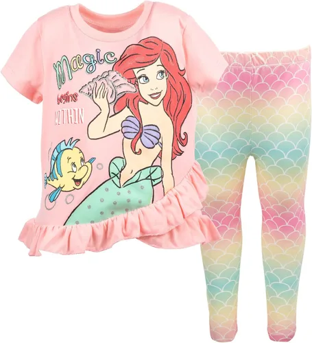 Vista 14 de Disney Princess Frozen Moana La Sirenita Conjunto de Camiseta y Leggings con Diseño Floral para Niñas Pequeñas y Grandes Tallas de Bebé a Niña Azul