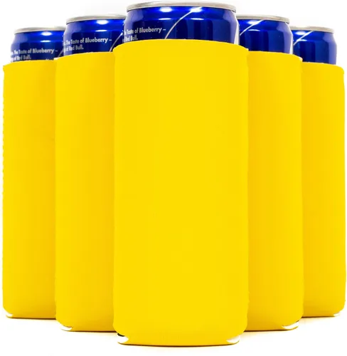 Vista 21 de QualityPerfection Fundas delgadas para enfriar latas, cerveza/energía (paquete de 6) para bebidas en blanco, 12 onzas, alta calidad, 0.157 in