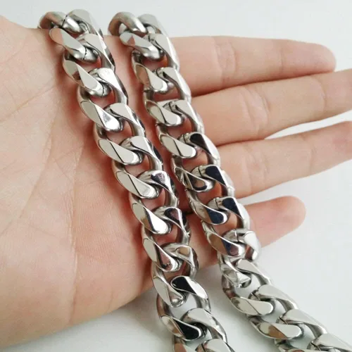 Vista 3 de WXP Collar y pulsera de cadena de eslabones cubanos de acero inoxidable para hombres y niños gargantilla hip hop joyería de 0433in0591in0748in 75