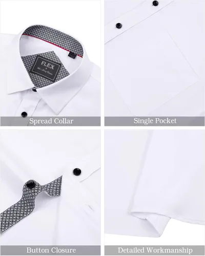 Vista 4 de J.VER Camisas de vestir de manga corta para hombre con bolsillo, camisas casuales con botones, camisa de negocios sin arrugas