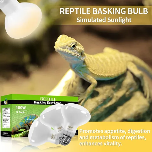 Vista 5 de LUCKY HERP Paquete de 3 bombillas de calor para reptiles de 100 W (3ª generación, más segura), bombilla de calor UVA anfibio, bombilla de luz diurna