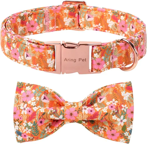 Vista 45 de ARING PET Collar de perro con corbatín, collares de terciopelo para perros con corbatín extraíble, collar de lazo ajustable para perros hembras