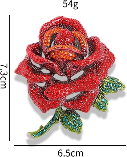 Vista 7 de Elegante broche de flores de rosas con diamantes de imitación para mujeres y hombres, pin de solapa floral de cristal vintage, elegante ramillete