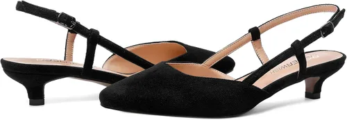 Vista 6 de ROSERWISH Zapatos de vestir de gamuza con punta cuadrada para mujer, para boda, fiesta, cómodos, gatitos, tacón bajo, zapatos de vestir de 1.5