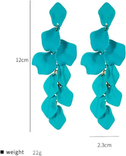 Vista 2 de XYAYOU - Aretes colgantes de pétalos acrílicos, aretes largos de flores de rosa para mujeres y niñas, aretes de flores acrílicas bohemios para fiesta