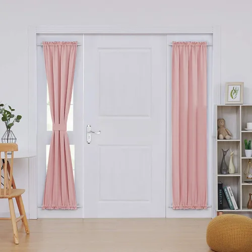 Vista 100 de Deconovo Cortinas opacas para puerta, bolsillo para cortinero y cortinas de bloqueo con aislamiento térmico para dormitorio, 137.16 x 189.2 cm, azul