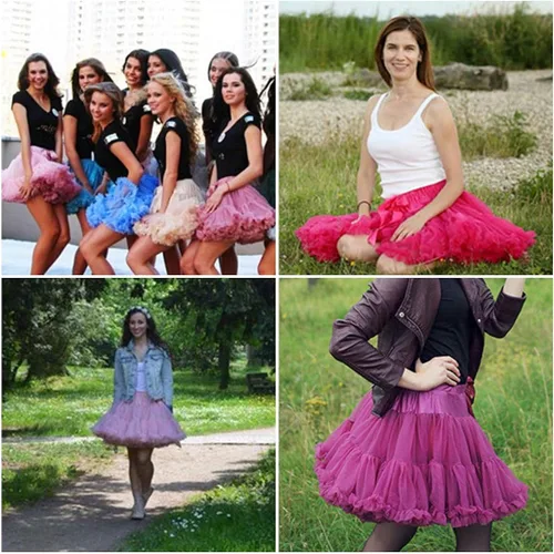 Vista 7 de Falda de enagua para mujer falda de tutú hinchada para adultos falda de ballet en capas vestido de enagua de tul para disfraz