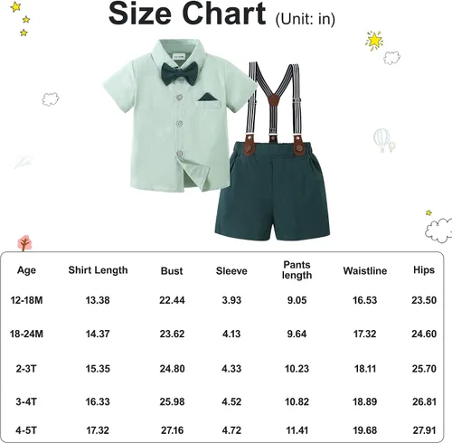 Vista 7 de SOLOYEE Conjunto de ropa formal para bebé, conjunto de ropa formal de manga corta y corbatín para niño