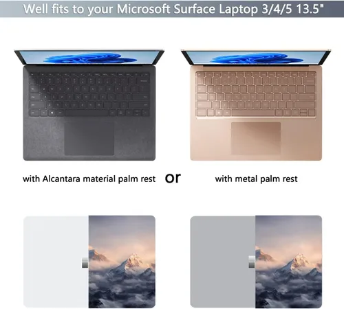 Vista 2 de Batianda Funda personalizable para portátil Microsoft Surface 5 4/3 de 13,5 pulgadas con reposamanos Alcantara modelo 1950/1867, carcasa rígida